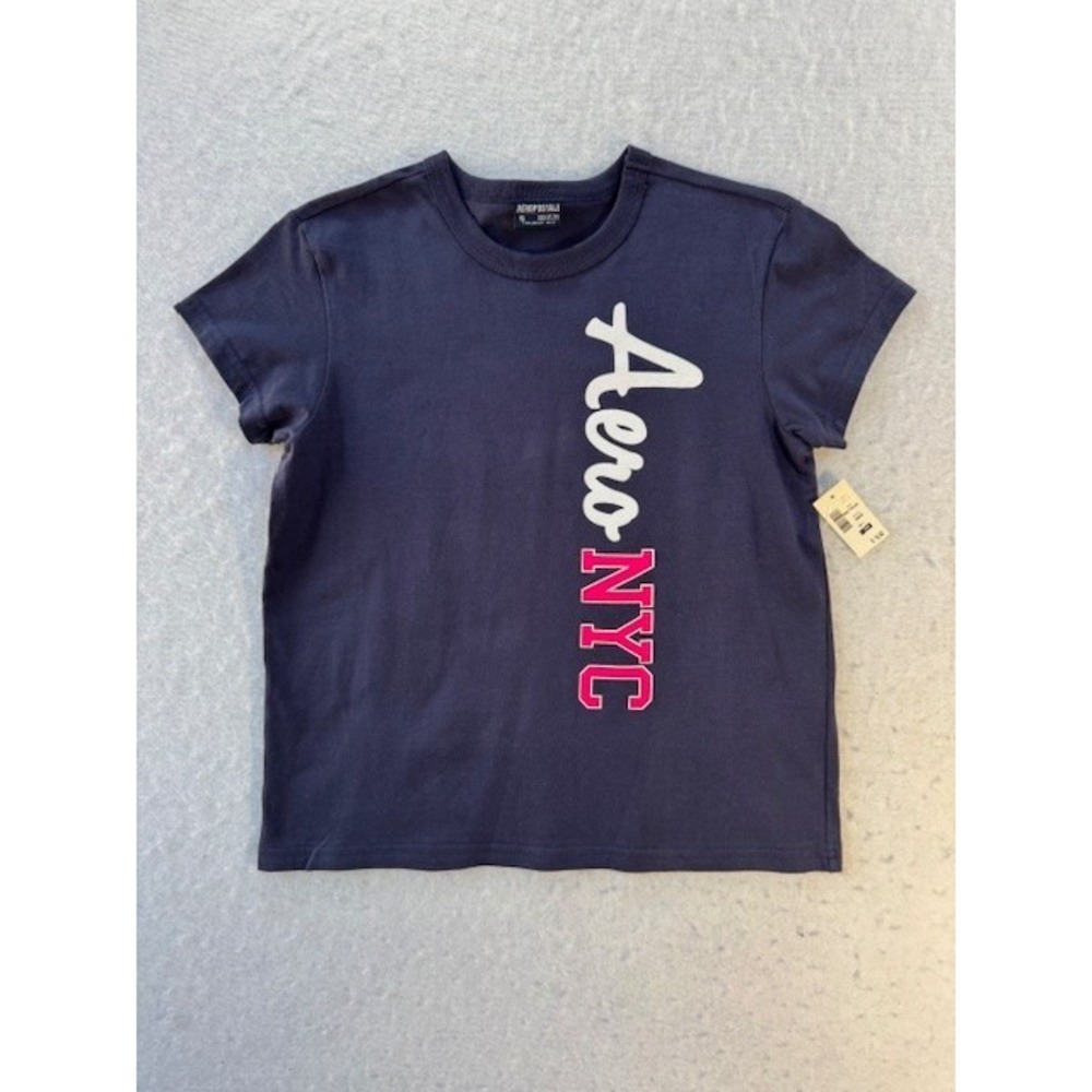 NEW Aeropostale Navy Blue Aero NYC Graphic Tee Tomboy Fit Cotton T-Shirt SML Y2K